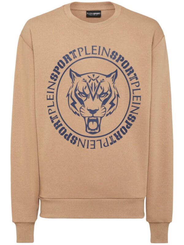 Plein Sport sweat à logo imprimé Tiger - Marron