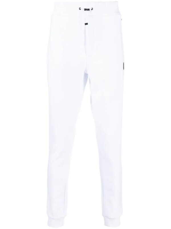 Plein Sport pantalon de jogging en coton à plaque logo - Blanc