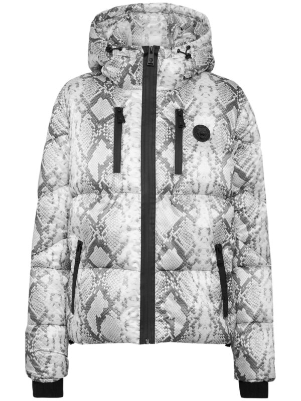 Plein Sport doudoune à logo imprimé - Gris