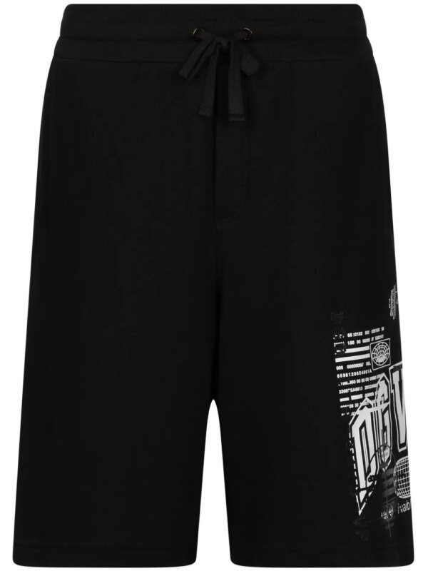 Dolce & Gabbana DGVIB3 short de sport en coton à logo imprimé - Noir