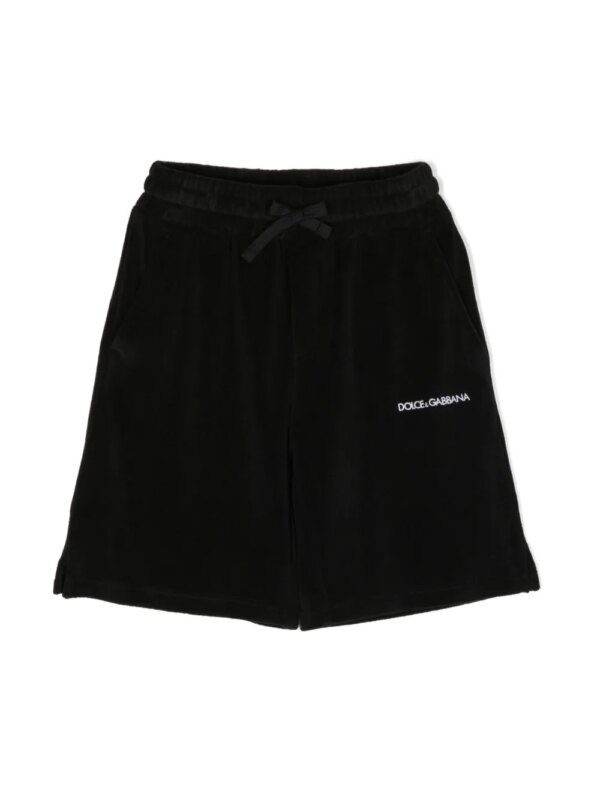 Dolce & Gabbana Kids short de sport à logo brodé - Noir