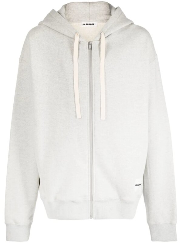 Jil Sander cardigan en coton à patch logo - Gris