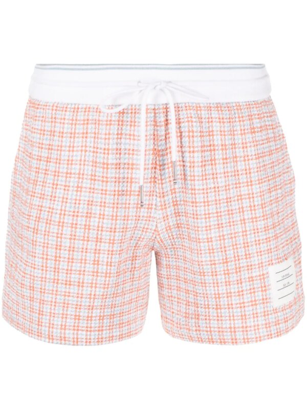 Thom Browne short de sport en tweed à carreaux - Orange