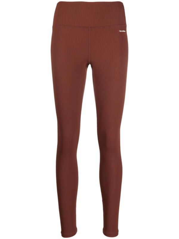 Sporty & Rich legging nervuré à patch logo - Marron