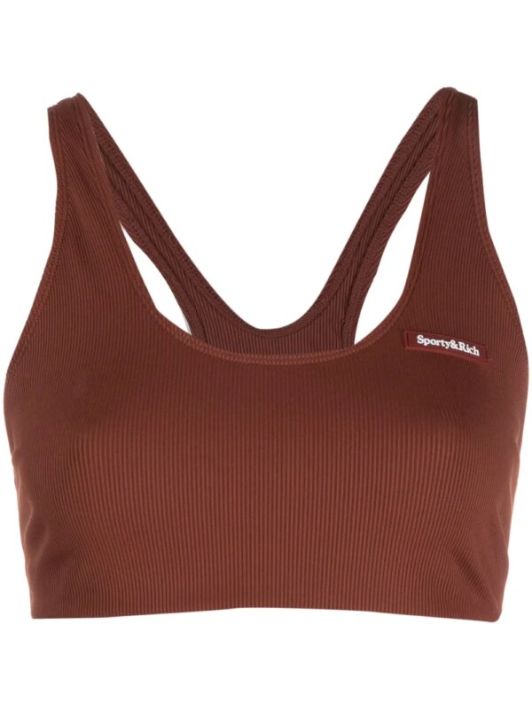 Sporty & Rich brassière de sport à logo imprimé - Marron