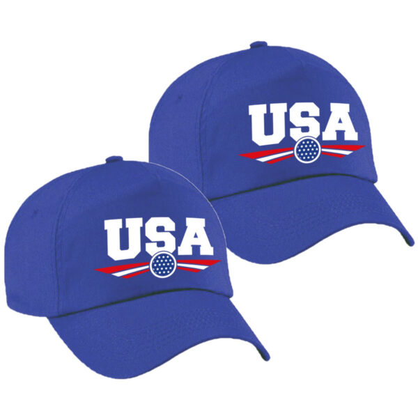 Amerika / USA landen pet - 2x stuks - blauw - volwassenen - Baseball caps - WK / Olympische spelen o