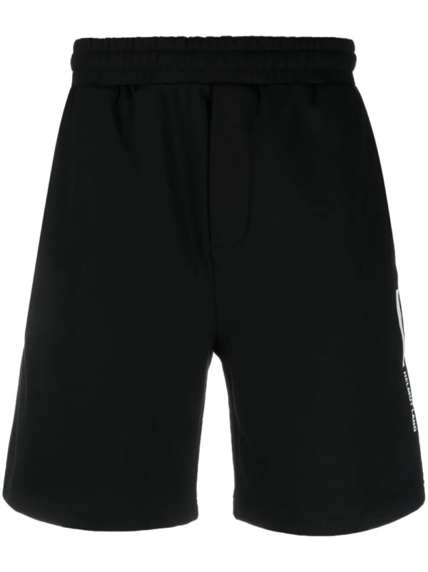 Helmut Lang short de sport en coton à logo imprimé - Noir