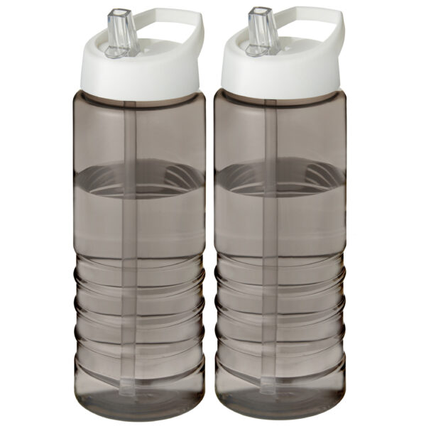 2x stuks sport bidon Hi-eco gerecycled kunststof - drinkfles/waterfles - donkergrijs/wit - 750 ml