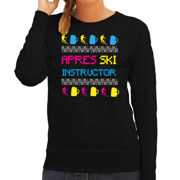 Bellatio Decorations Apres ski sweater dames - apres ski instructor - zwart - winter