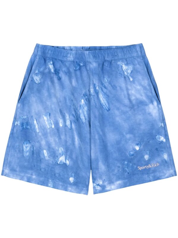 Sporty & Rich short de sport en coton à broderies - Bleu