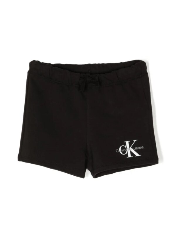 Calvin Klein Kids short de sport en coton à logo imprimé - Noir