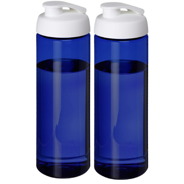 2x stuks sport bidon Hi-eco gerecycled kunststof - drinkfles/waterfles - blauw/wit - 850 ml