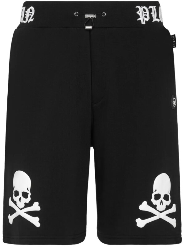 Philipp Plein short à logo brodé Skull&Bones - Noir