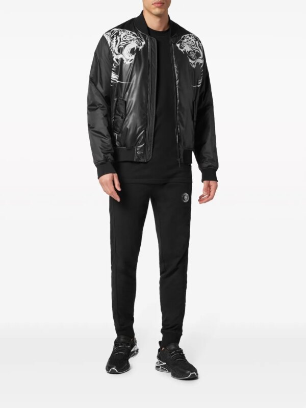 Plein Sport Bomberjack met logopatch - Zwart