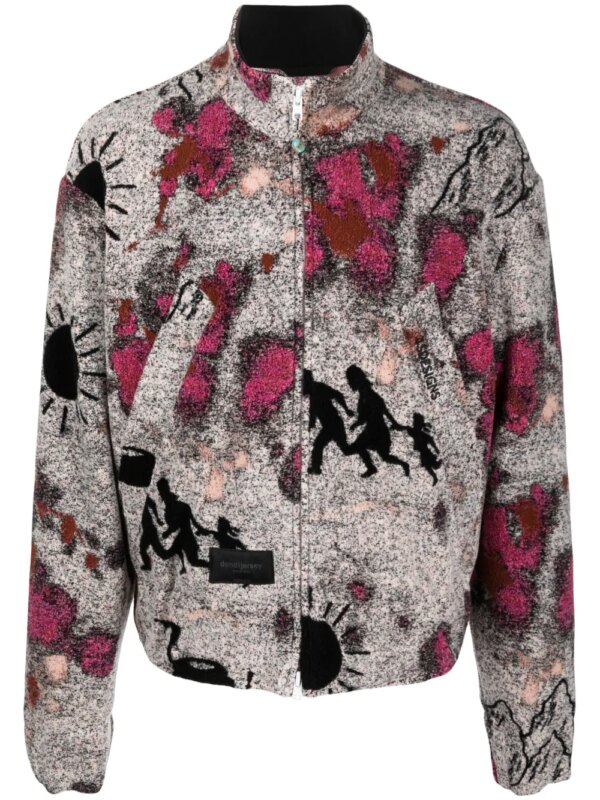 4SDESIGNS veste zippée à imprimé abstrait - Gris