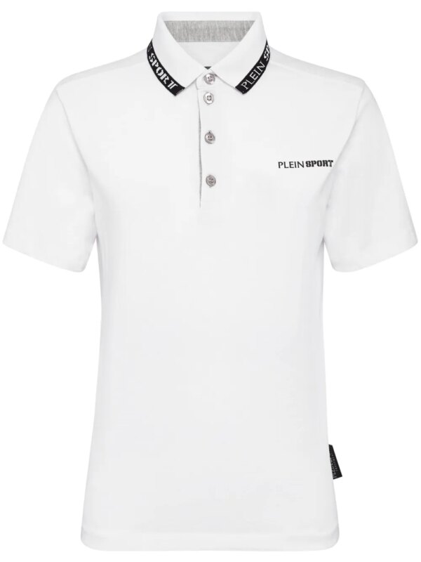 Plein Sport polo à logo imprimé - Blanc