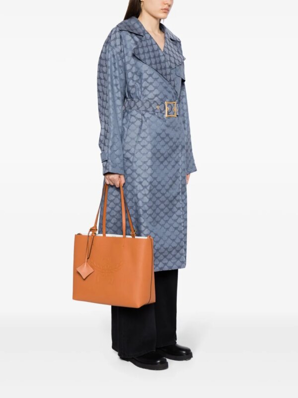 MCM Himmel leren tas met logo-reliëf - Bruin