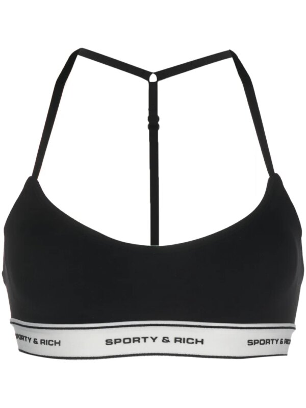 Sporty & Rich brassière de sport à bande logo - Noir
