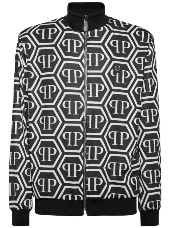 Philipp Plein veste de sport à motif monogrammé - Noir