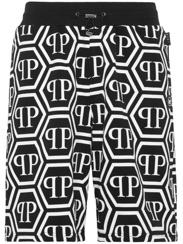 Philipp Plein short de sport à motif monogrammé - Noir