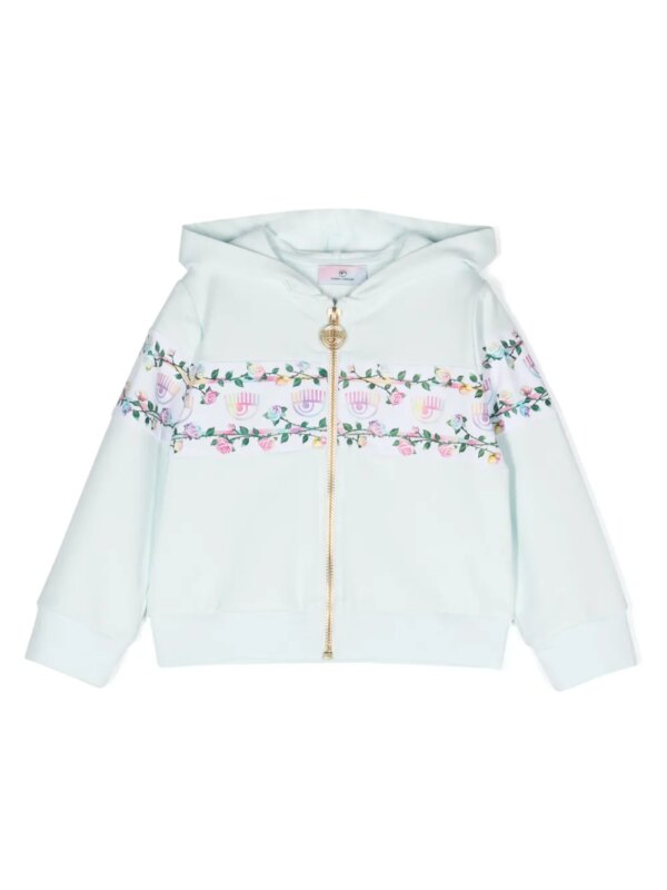 Chiara Ferragni Kids veste de sport à fleurs - Bleu