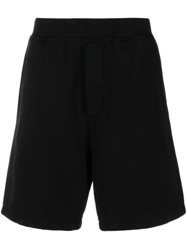 DSQUARED2 short de sport en coton à logo imprimé - Noir