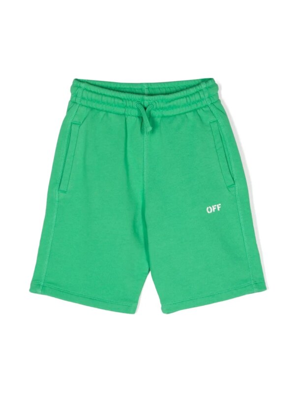 Off-White Kids short de sport en coton à logo imprimé - Vert