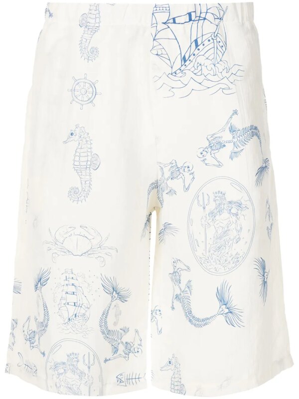 Amir Slama short de sport à imprimé graphique - Blanc