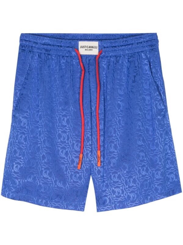 Just Cavalli short de sport à logo en jacquard - Bleu