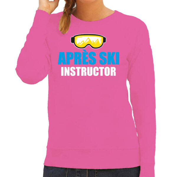 Bellatio Decorations Apres ski sweater/trui dames - apres ski instructor - roze - wintersport