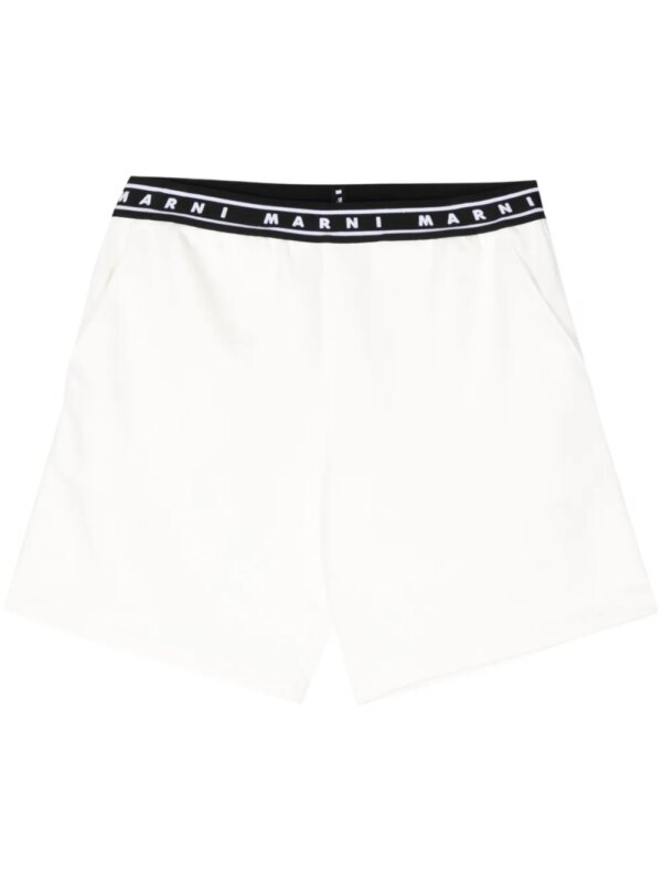 Marni short à logo imprimé - Blanc