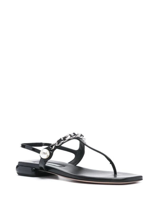 Miu Miu Platte sandalen met parels - Zwart