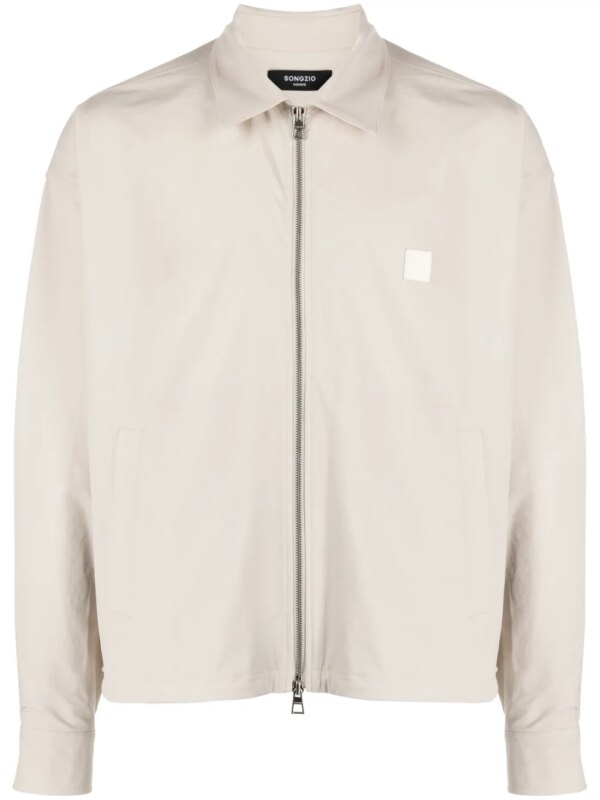 SONGZIO surchemise zippée à patch logo - Marron