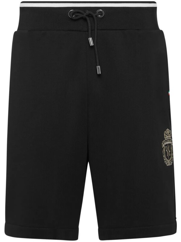 Billionaire short de sport en coton à logo brodé - Noir