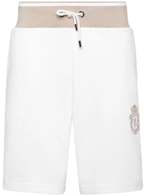 Billionaire short de sport en coton à logo brodé - Blanc