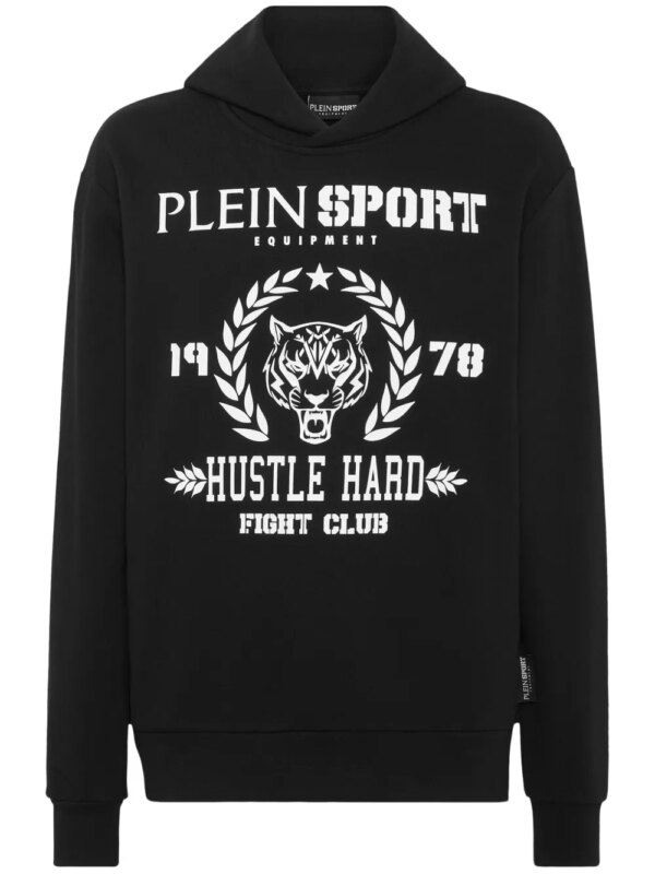 Plein Sport hoodie en coton mélangé à logo imprimé - Noir