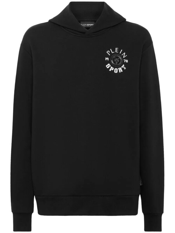 Plein Sport hoodie en coton mélangé à logo imprimé - Noir