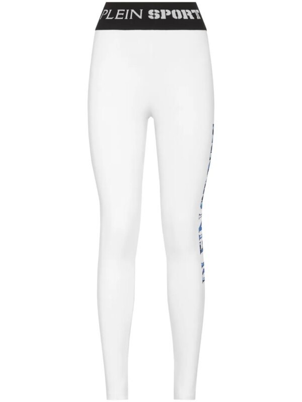 Plein Sport legging à logo imprimé - Blanc