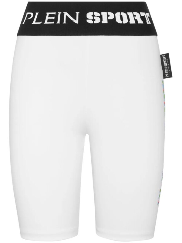 Plein Sport short cycliste à bande logo - Blanc