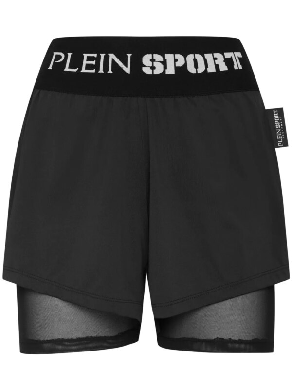 Plein Sport short de sport à taille logo - Noir