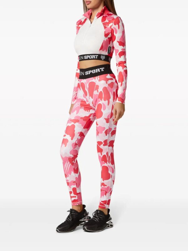 Plein Sport Legging met camouflageprint en logoband - Roze