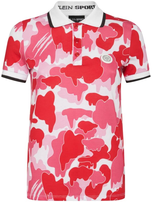 Plein Sport polo en coton à imprimé camouflage - Rose