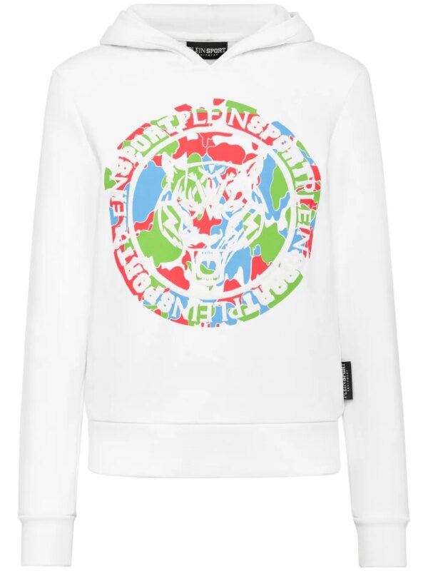 Plein Sport hoodie en coton mélangé - Blanc