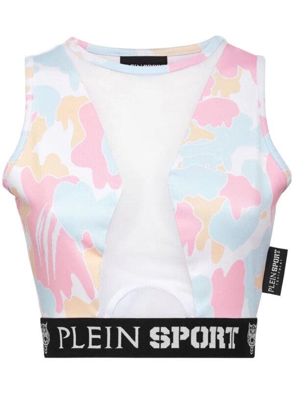 Plein Sport haut crop à imprimé camouflage - Rose