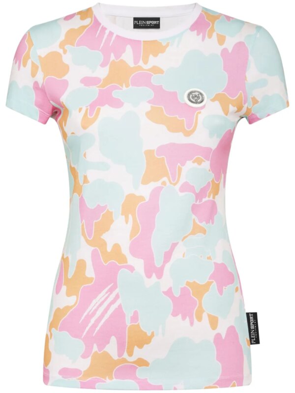 Plein Sport t-shirt en coton à imprimé camouflage - Rose