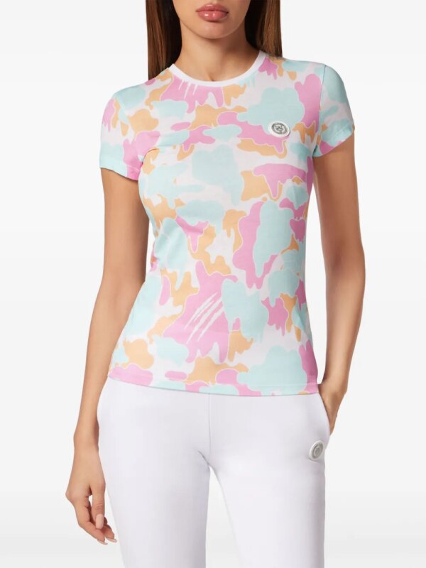 Plein Sport Katoenen T-shirt met camouflageprint - Roze