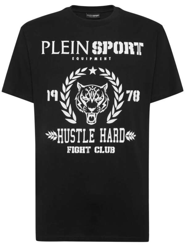 Plein Sport polo en coton à logo imprimé - Noir