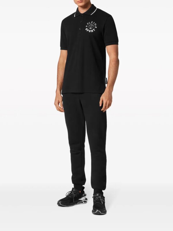 Plein Sport Katoenen poloshirt met logopatch - Zwart