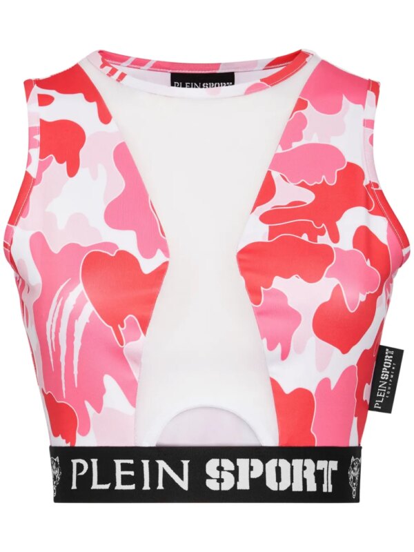 Plein Sport haut crop à imprimé camouflage - Rose