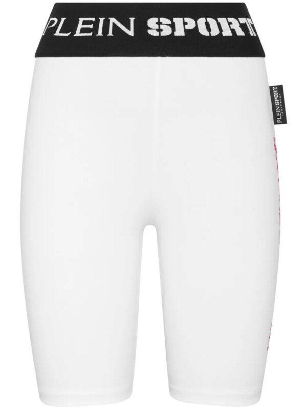 Plein Sport short cycliste à bande logo - Blanc